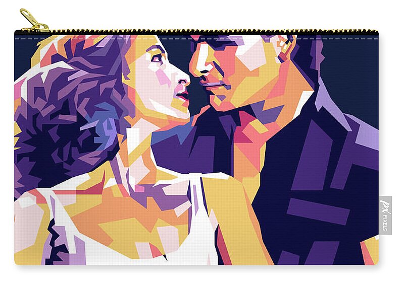 Synopsis Zip Pouch featuring the digital art Patrick Swayze and Jennifer Grey in ''Dirty Dancing'', with synopsis by Movie World Posters