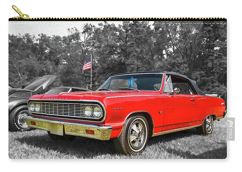 60s Zip Pouch featuring the photograph Patriotic 64 Chevy Chevelle by Kristia Adams