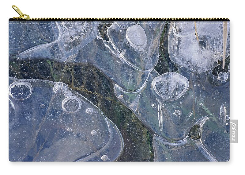 Outdoors Zip Pouch featuring the photograph Patterns In Ice, Close-up by Tony Sweet