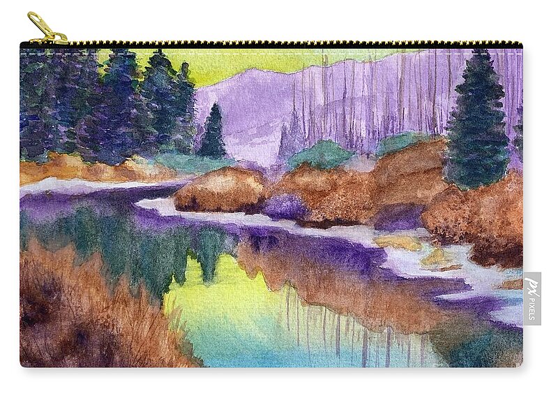 Sun Zip Pouch featuring the painting Peace Like a River by Sue Carmony