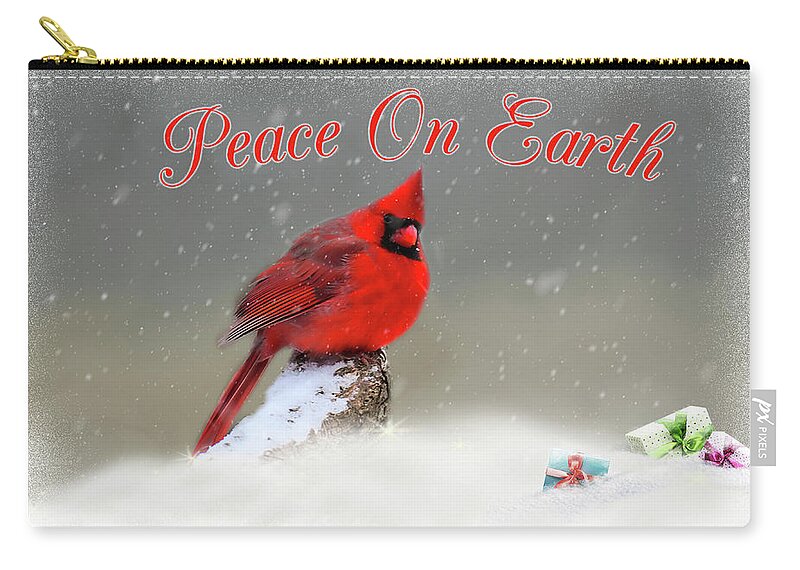 Cardinal Carry-all Pouch featuring the photograph Peace On Earth by Cathy Kovarik