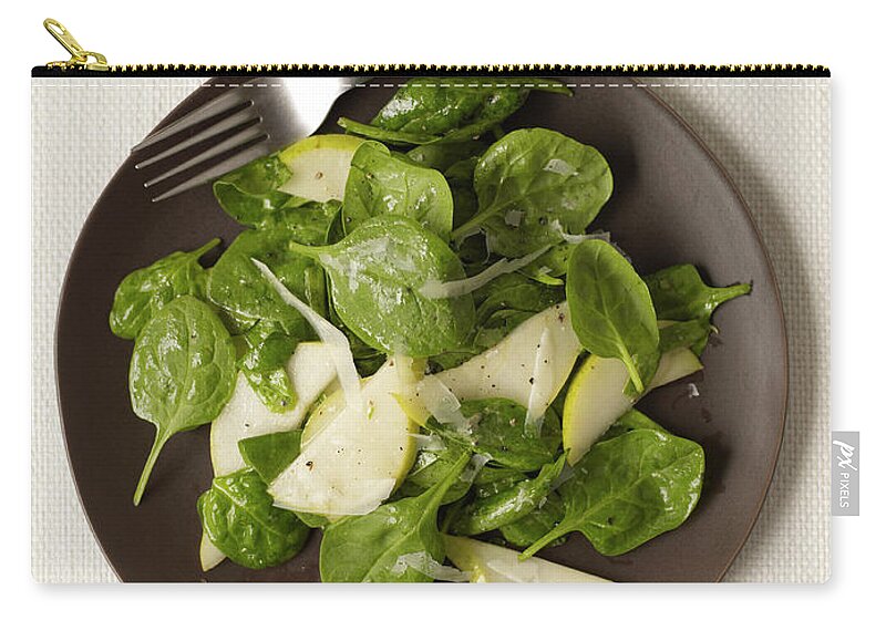 Close-up Zip Pouch featuring the photograph Pear Spinach Salad by James Baigrie