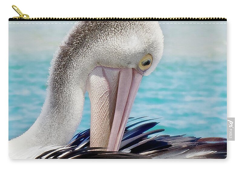 Pelicans Carry-all Pouch featuring the digital art Pelican beauty 99920 by Kevin Chippindall