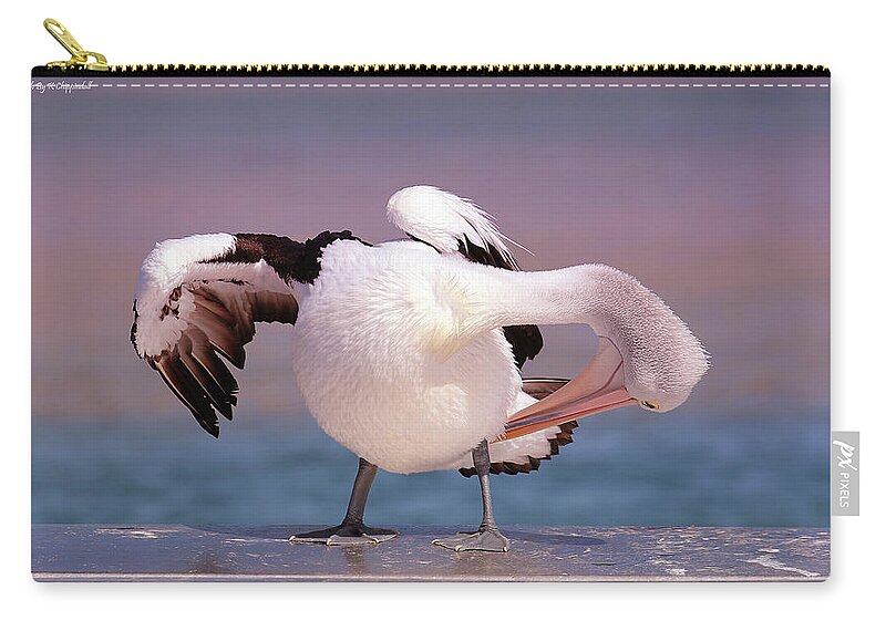 Pelicans Carry-all Pouch featuring the digital art Pelican show off 05 by Kevin Chippindall
