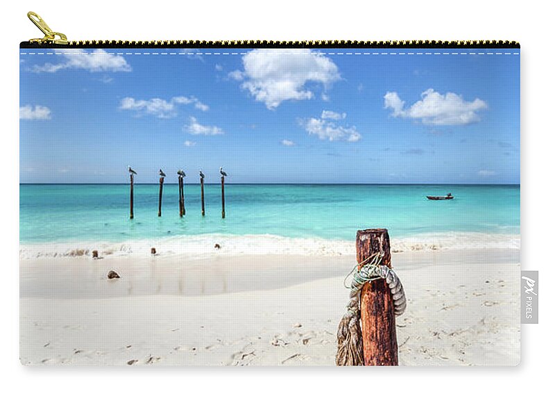 Aruba Carry-all Pouch featuring the photograph Pelicans Perch by David Letts