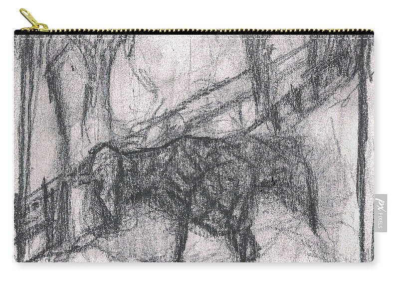 Pencil Zip Pouch featuring the drawing Pencil Squares Farm f by Edgeworth Johnstone