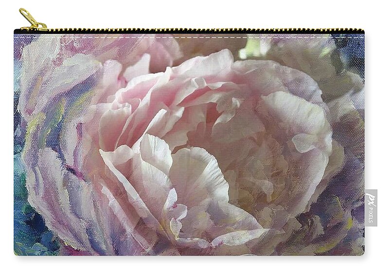 Peony Zip Pouch featuring the painting Peony -Transparent Petals by Ryn Shell