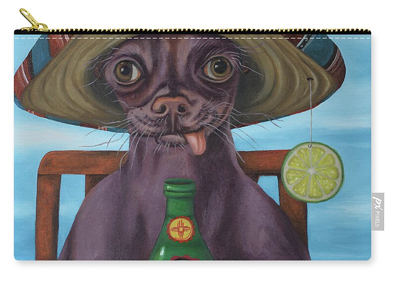 Chihuahua Zip Pouch featuring the painting Pepe Loco  by Leah Saulnier The Painting Maniac