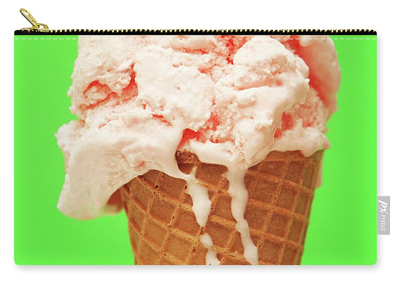 Enjoyment Zip Pouch featuring the photograph Peppermint Ice Cream Melting by Kevinruss