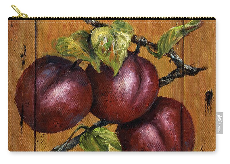 Plums Zip Pouch featuring the painting Perfect Plums by Lynne Pittard