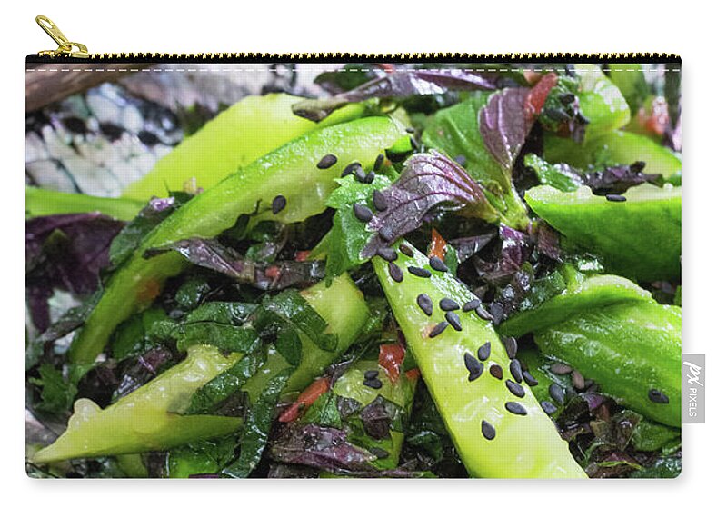 Japanese Food Zip Pouch featuring the photograph Perilla And Cucumber Salad by Katya Lyukum