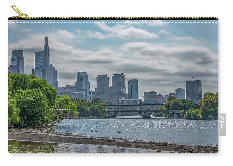 Philadelphia Zip Pouch featuring the photograph Philadelphia Cityscape from Boathouse Row by Bill Cannon