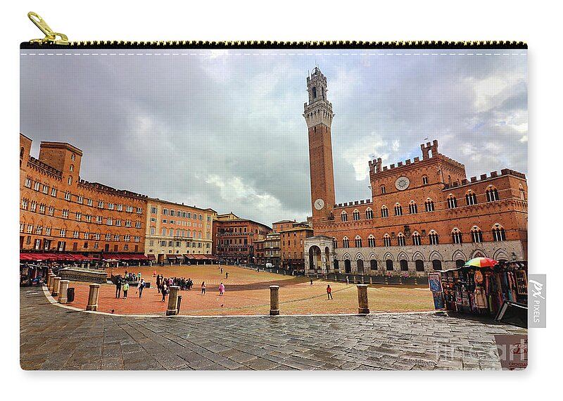 Siena Zip Pouch featuring the photograph Piazza del Campo 0461 by Jack Schultz
