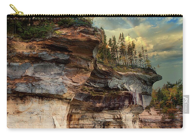 Evie Zip Pouch featuring the photograph Pictured Rocks Michigan by Evie Carrier