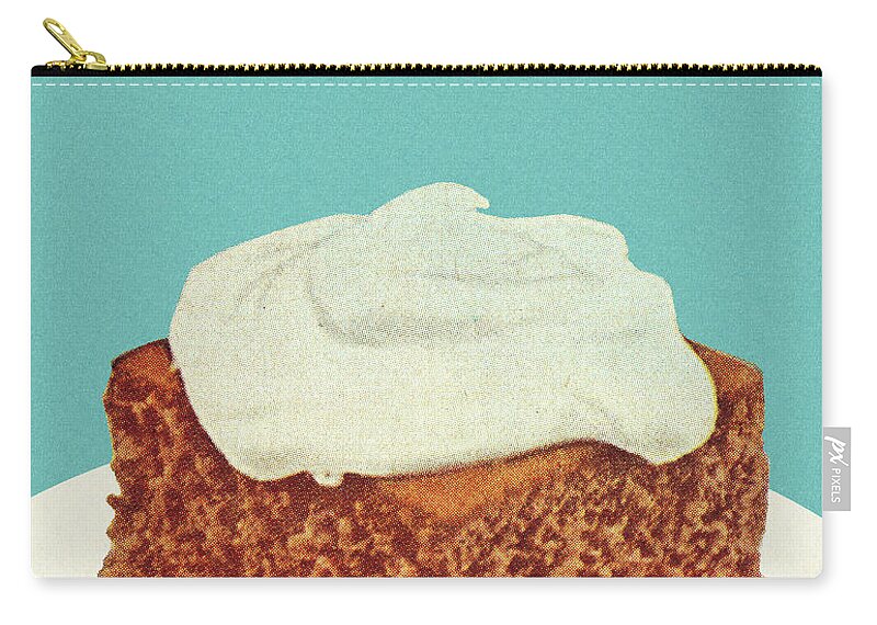 Bake Zip Pouch featuring the drawing Piece of Cake with Whipped Cream by CSA Images
