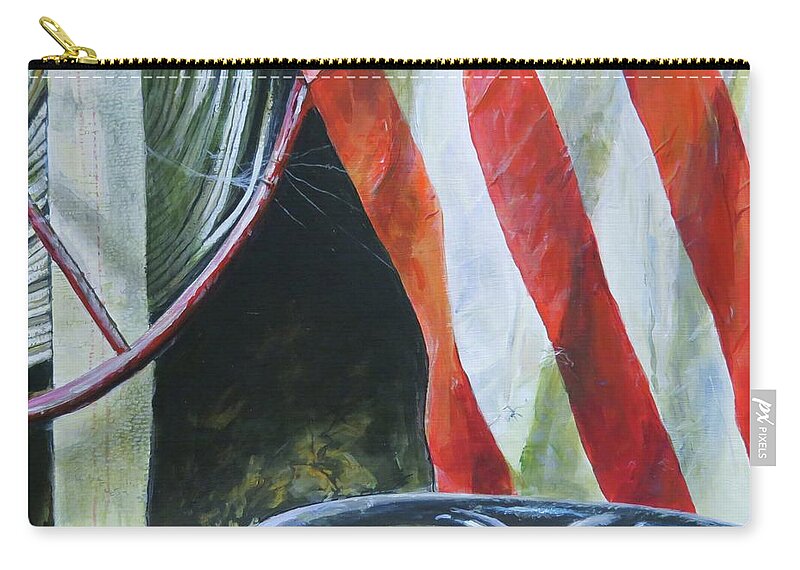 Fire Hose Zip Pouch featuring the painting Pieces by William Brody