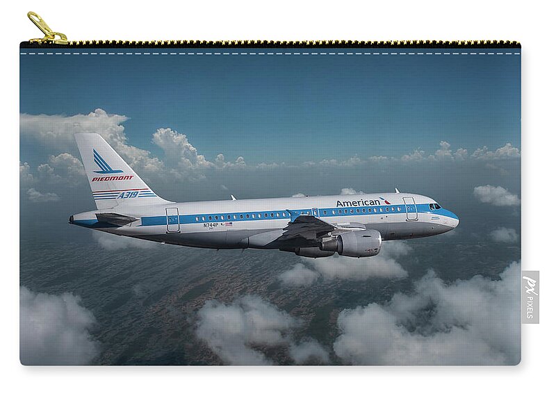 American Airlines Zip Pouch featuring the mixed media Piedmont Airlines Retro Livery by Erik Simonsen