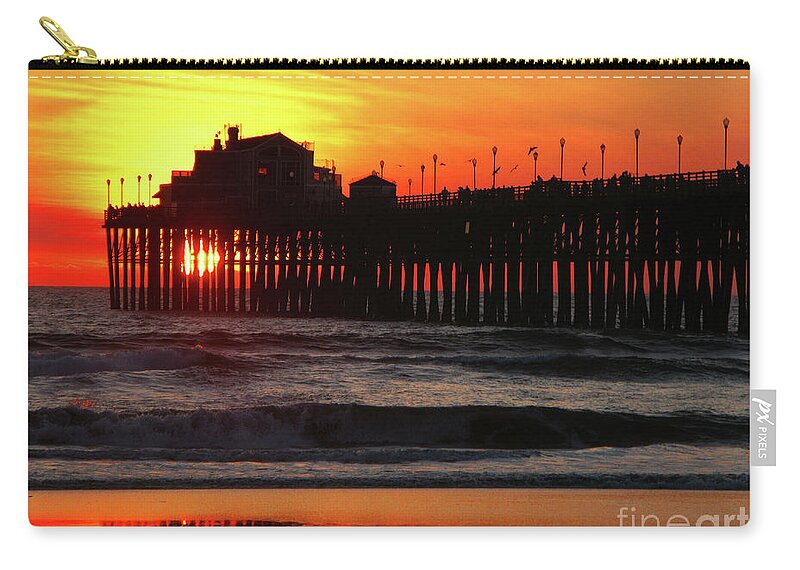 Pacific Ocean Carry-all Pouch featuring the photograph Pier at Sunset by Terri Brewster