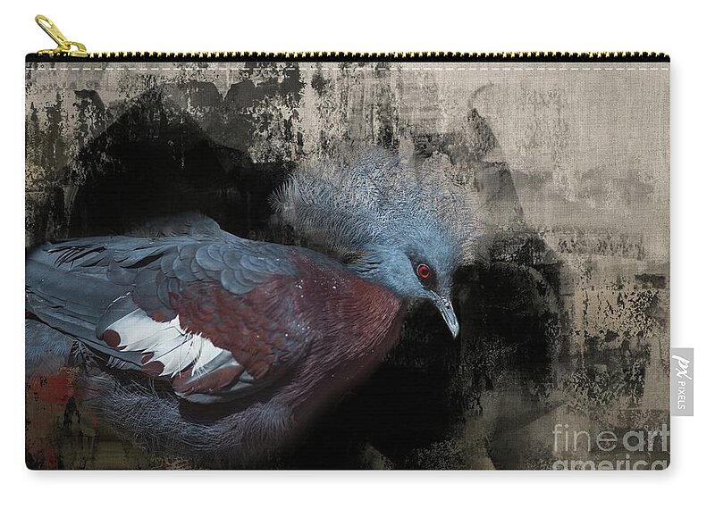Victoria Crowned Pigeon Zip Pouch featuring the photograph Pigeon Queen by Eva Lechner