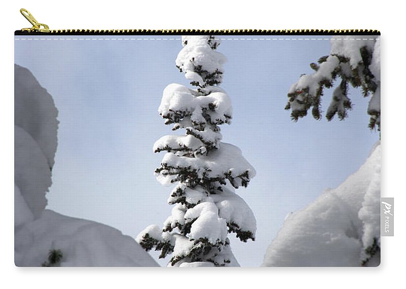 Snow Carry-all Pouch featuring the photograph Pine Framed in Powder by Brett Pelletier