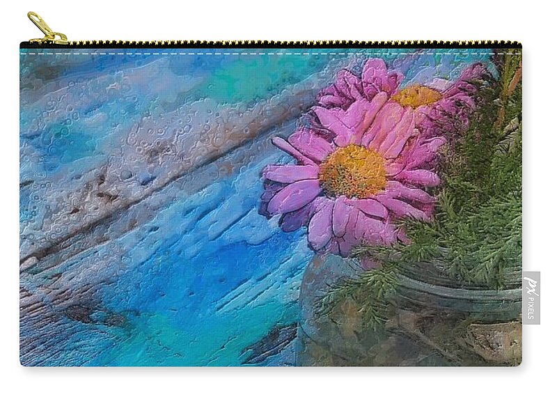 Echinacea Zip Pouch featuring the digital art Pink and Blue by Diana Rajala