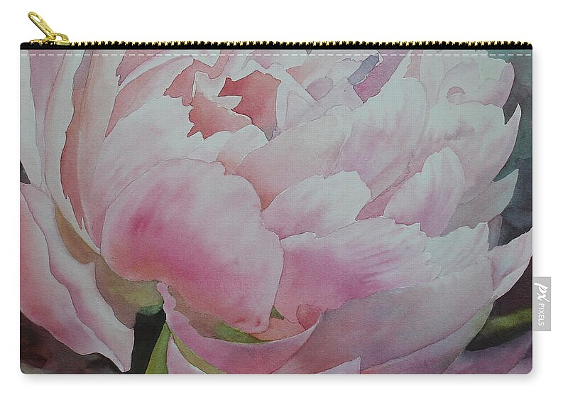 Peony Zip Pouch featuring the painting Pink Chiffon by Ruth Kamenev