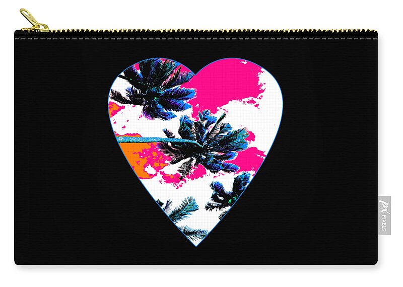 Heart Carry-all Pouch featuring the digital art Pink Palm Hearts by Becqi Sherman