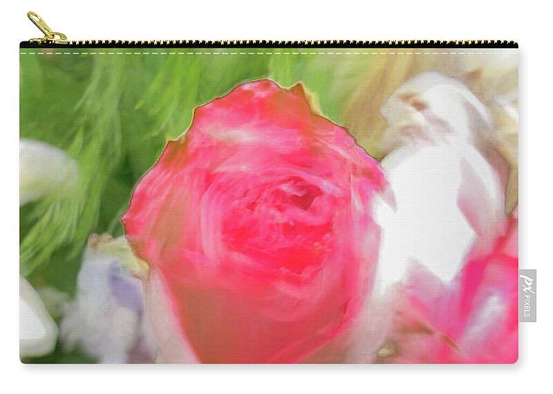 Abstract Zip Pouch featuring the photograph Pink rose abstract by Phillip Rubino