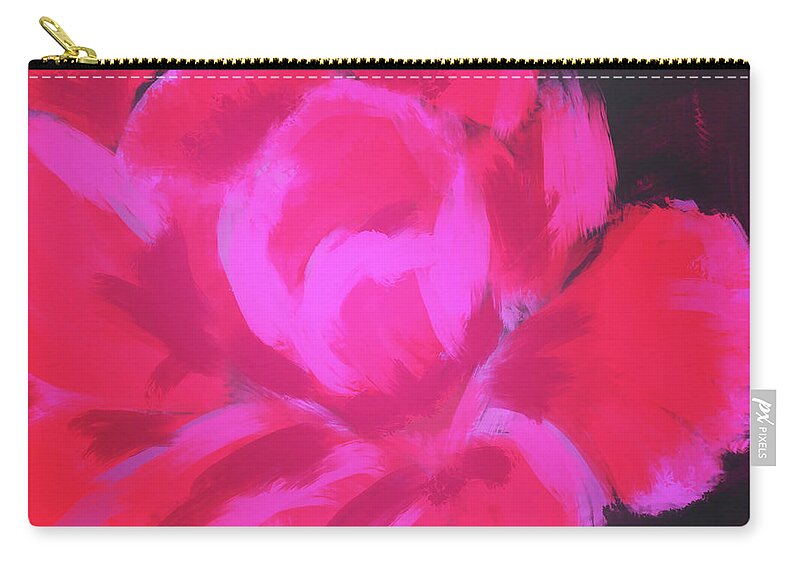 Rose Zip Pouch featuring the painting Pink Rose by Go Van Kampen
