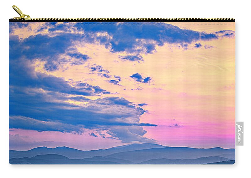 Pink Sunset From Grandfather Mountain Zip Pouch featuring the photograph Pink Sunset by Meta Gatschenberger