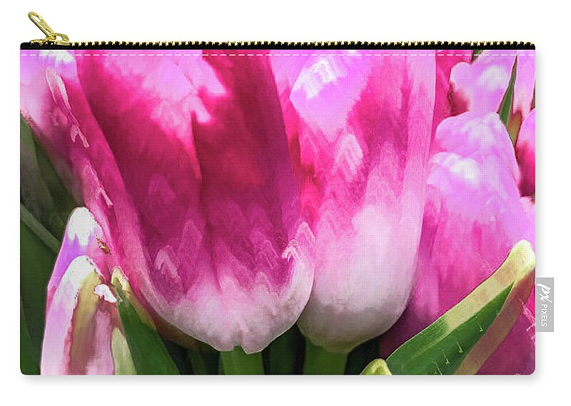 Abstract Zip Pouch featuring the photograph Pink tulip pastel by Phillip Rubino