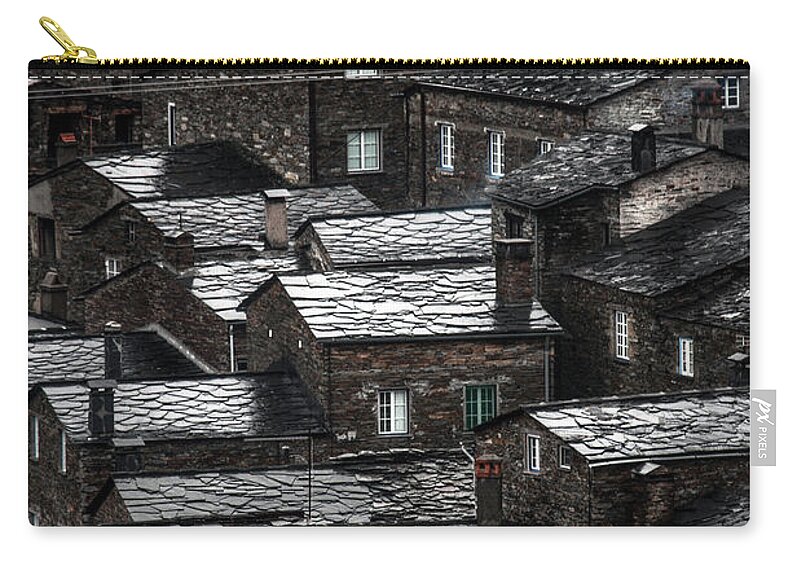 Built Structure Zip Pouch featuring the photograph Piodao, Slate Roofs by Photo By Ahmad Kavousian