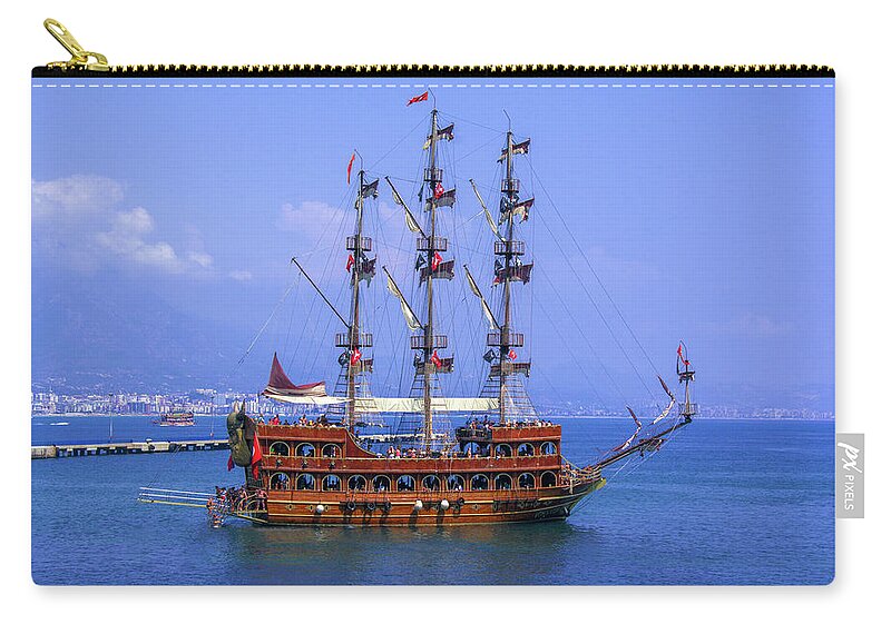 Ship Zip Pouch featuring the photograph Pirate ship in Alanya by Sun Travels