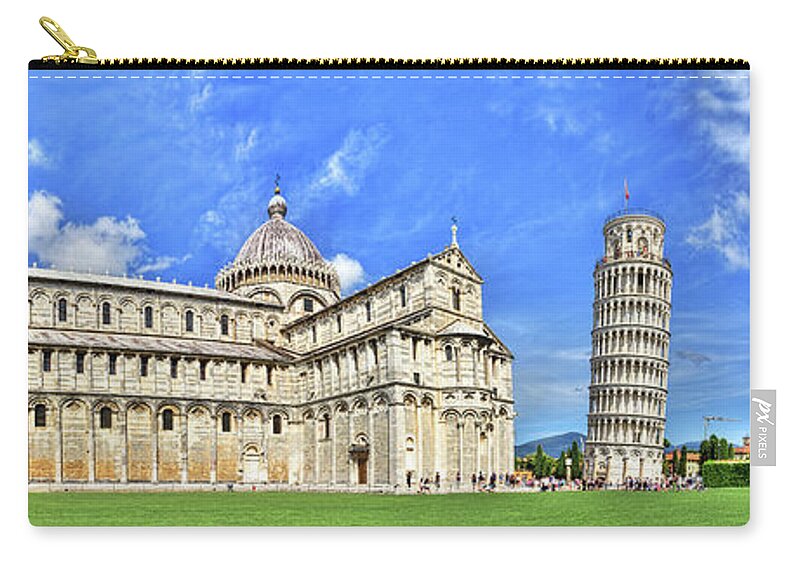 Pisa Leaning Tower Zip Pouch featuring the photograph Pisa - leaning tower, cathedral and baptistry by Weston Westmoreland