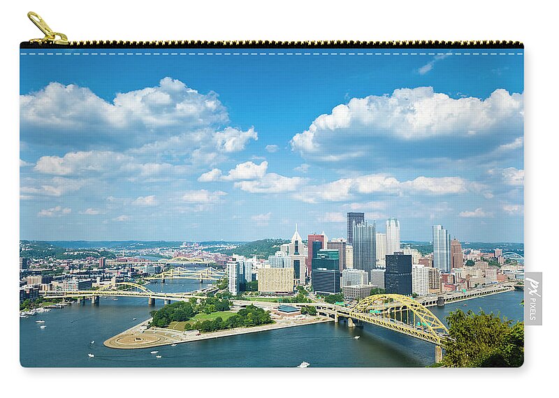Arch Zip Pouch featuring the photograph Pittsburgh, Pennsylvania Skyline With by Drnadig