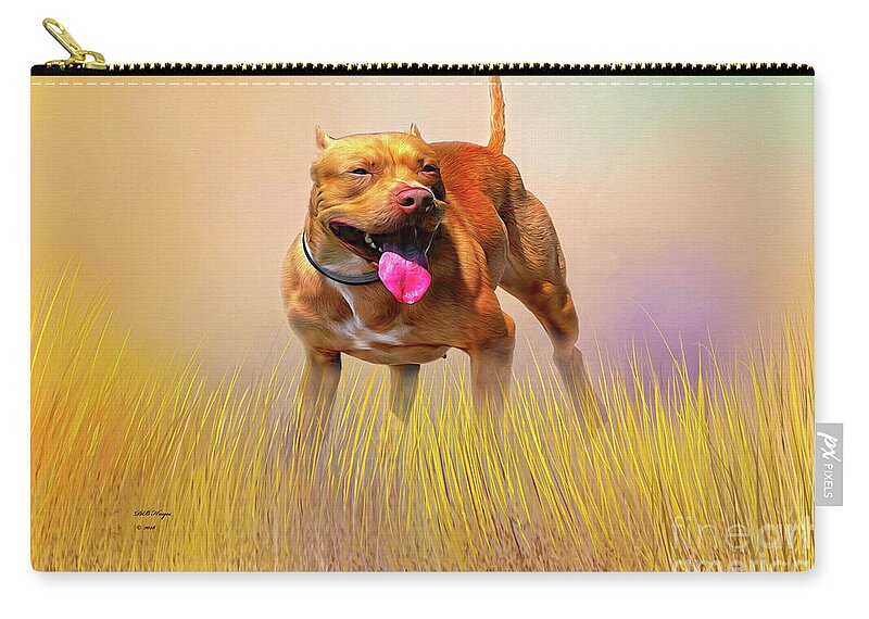 Dogs Carry-all Pouch featuring the mixed media Pity - A Pitbull Dog by DB Hayes