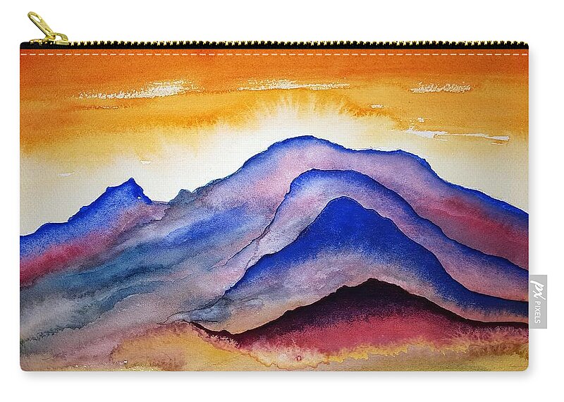 Watercolor Zip Pouch featuring the painting Planet Four Lore by John Klobucher