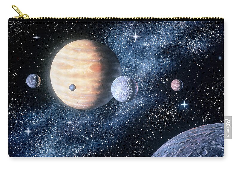 Color Image Zip Pouch featuring the digital art Planets by Shilo Sports