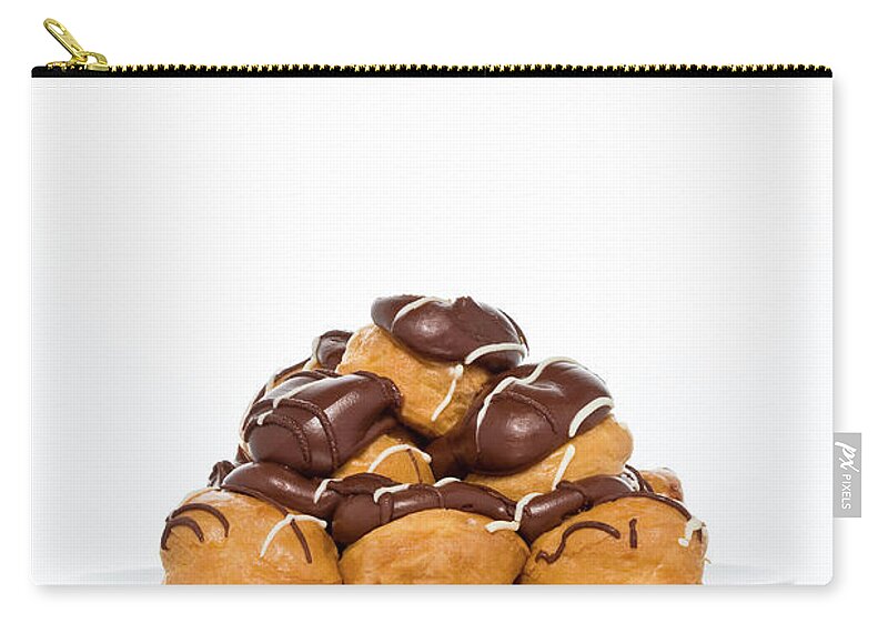 White Background Zip Pouch featuring the photograph Plate Of Profiteroles by Creative Crop
