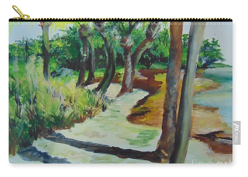 Palms Zip Pouch featuring the painting Plen Aire Palms by Saundra Johnson