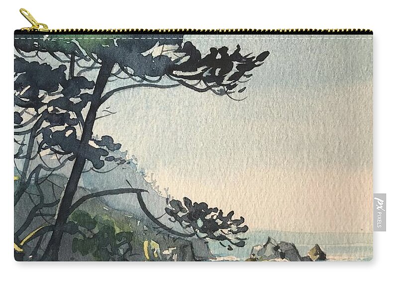 Carmel Zip Pouch featuring the painting Point Lobos by Luisa Millicent