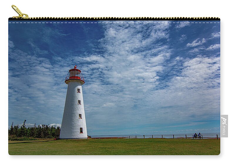 Point Prim Lighthouse Zip Pouch featuring the photograph Point Prim Light by Marcy Wielfaert
