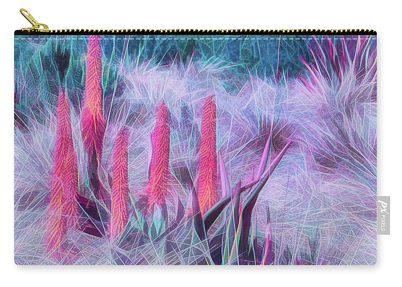 Art Carry-all Pouch featuring the photograph Poker Plants in Pinks and Blues by Roslyn Wilkins