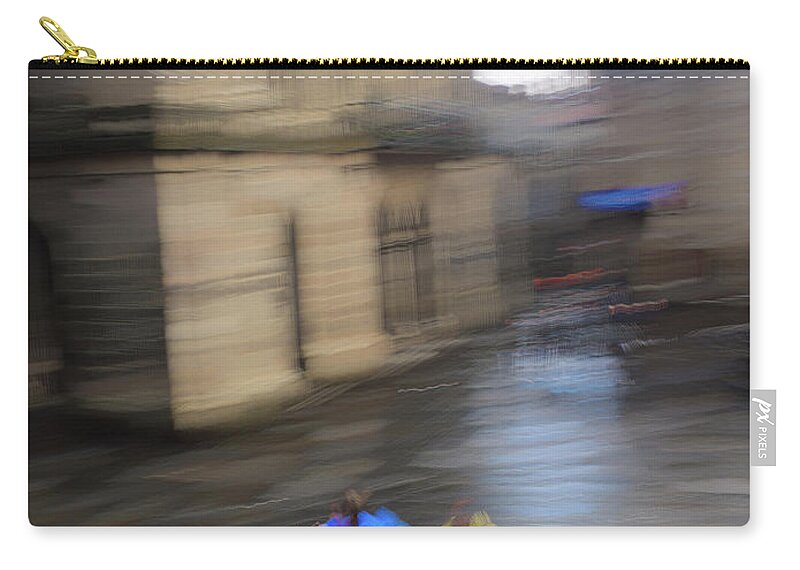 Poncho Zip Pouch featuring the photograph Poncho Panic by Alex Lapidus