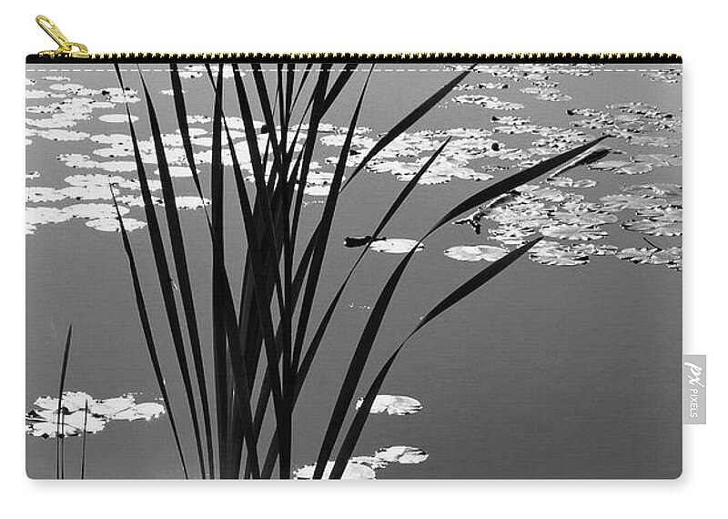 Non-urban Scene Zip Pouch featuring the photograph Pond Grass And Lilly Pads by Monte Nagler