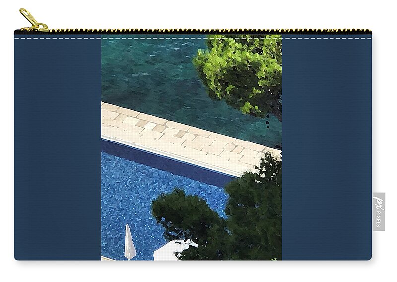 Croatia Zip Pouch featuring the photograph Pool and Sea by Tom Johnson