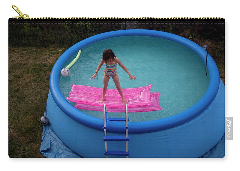 Child Zip Pouch featuring the photograph Pool Surfing by Cheyenne Montgomery
