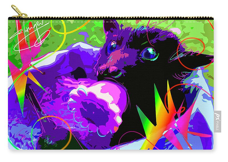 Bat Zip Pouch featuring the painting pOp Baby Bat by DC Langer