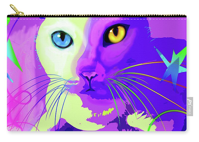 Dizzycats Zip Pouch featuring the painting pOp Cat Cotton by DC Langer