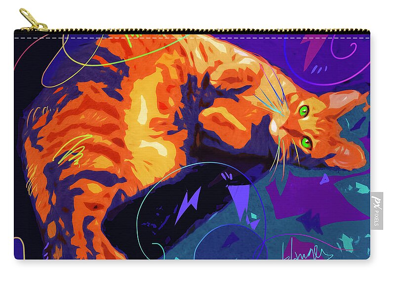 Miles Zip Pouch featuring the painting POP CAT Miles by DC Langer